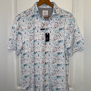 johnnie-O NWT "Making Waves" Short-Sleeve Button-Down Performance Shirt